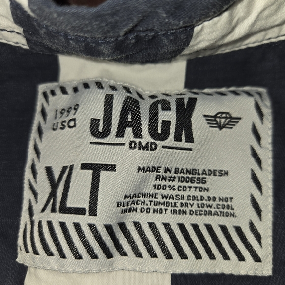 Jack DMD Striped Shirt In Navy Blue And White Size XLT Vintage - Picture 2 of 8